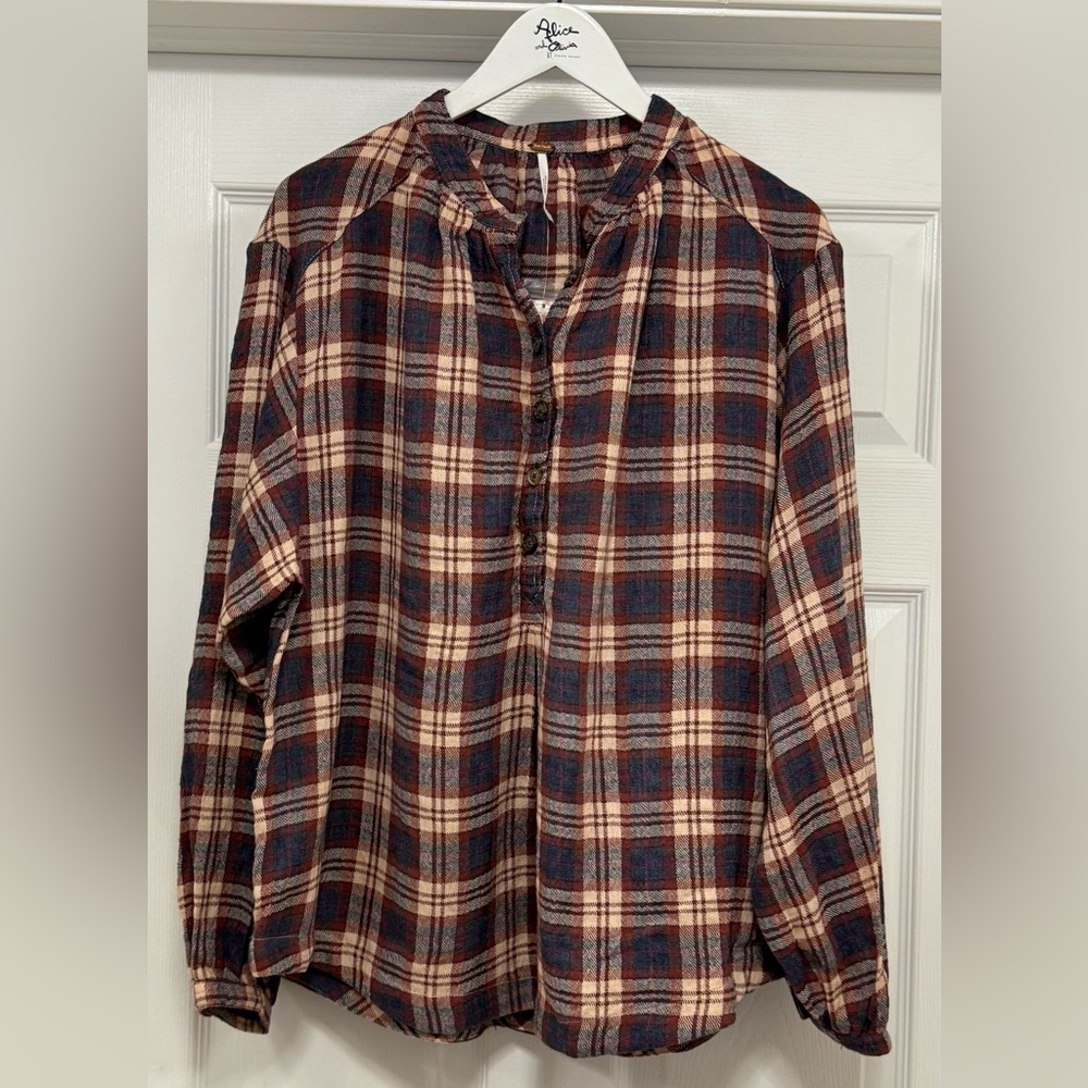 NWTA Free People Plaid Button-Up Shirt XS